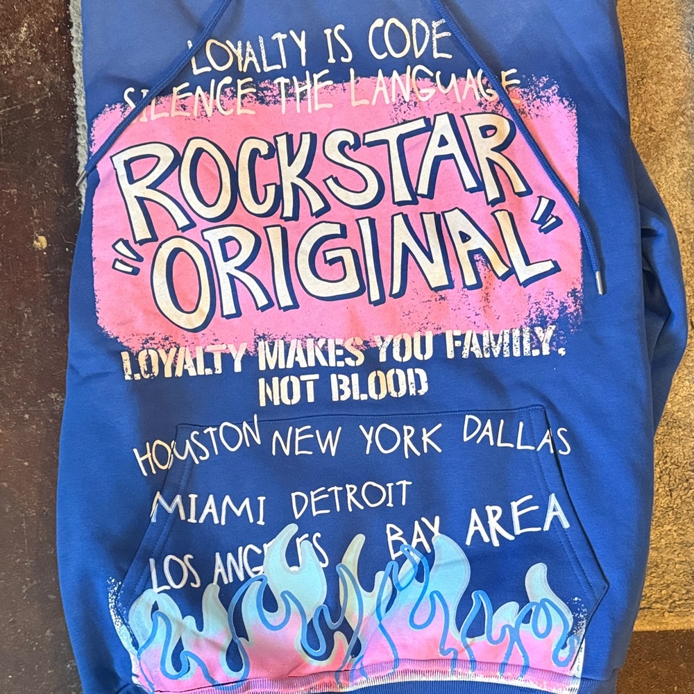 Rockstar Original Blue and Pink Crewneck Sweater